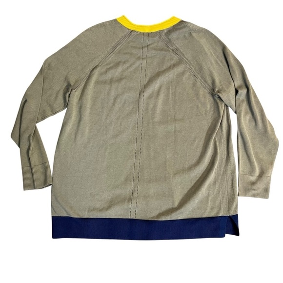 Talbots Olive Green Cardigan with Yellow and Blue Accents Sz XL Petite - Picture 2 of 7